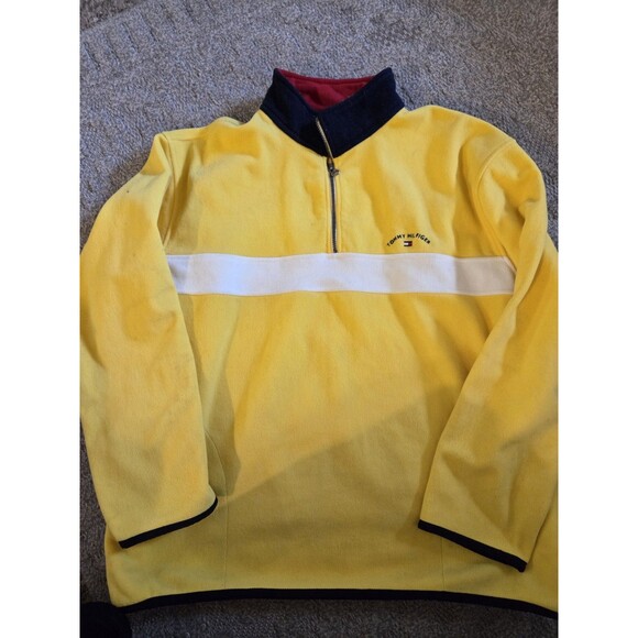 TOMMY HILFIGER MEN'S SIZE 2XL VINTAGE QUARTER ZIP PULLOVER FLEECE Y2K Preppy 80s - Picture 1 of 5